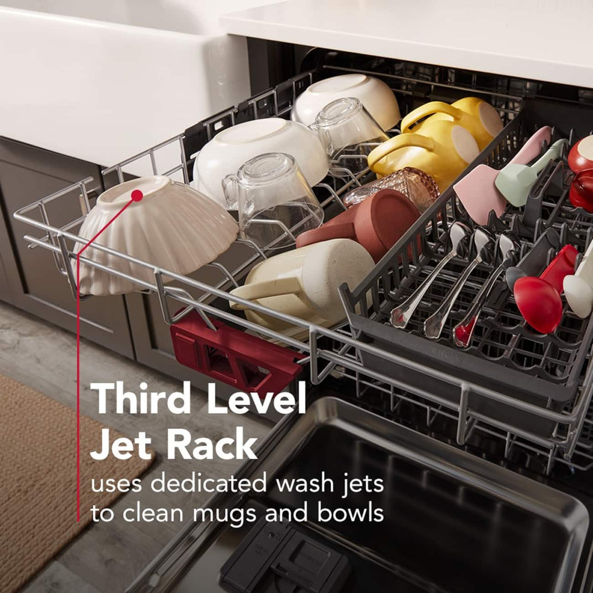 KitchenAid - 24 inch Third Level Jet Rack Dishwasher with 40+ Total Wash Jets 41 dBA - Stainless Steel