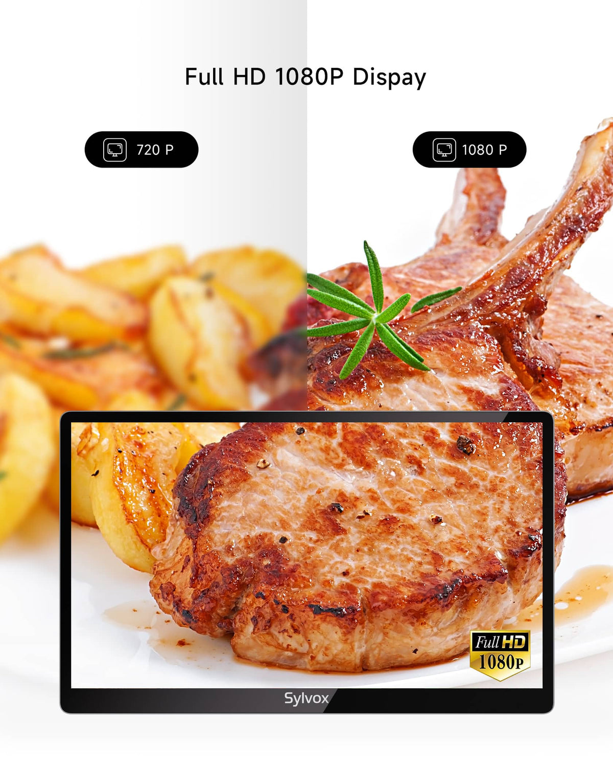 Sylvox - 15.6" Mini Under Cabinet Smart TV for Kitchen, 1080P Full HD Google TV with Voice Remote
