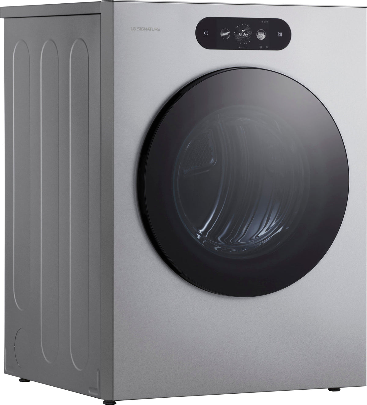 LG - SIGNATURE 9.0 Cu. Ft. Stackable Smart Electric Dryer with Steam and AI Sensor Dry - Brushed Platinum Steel