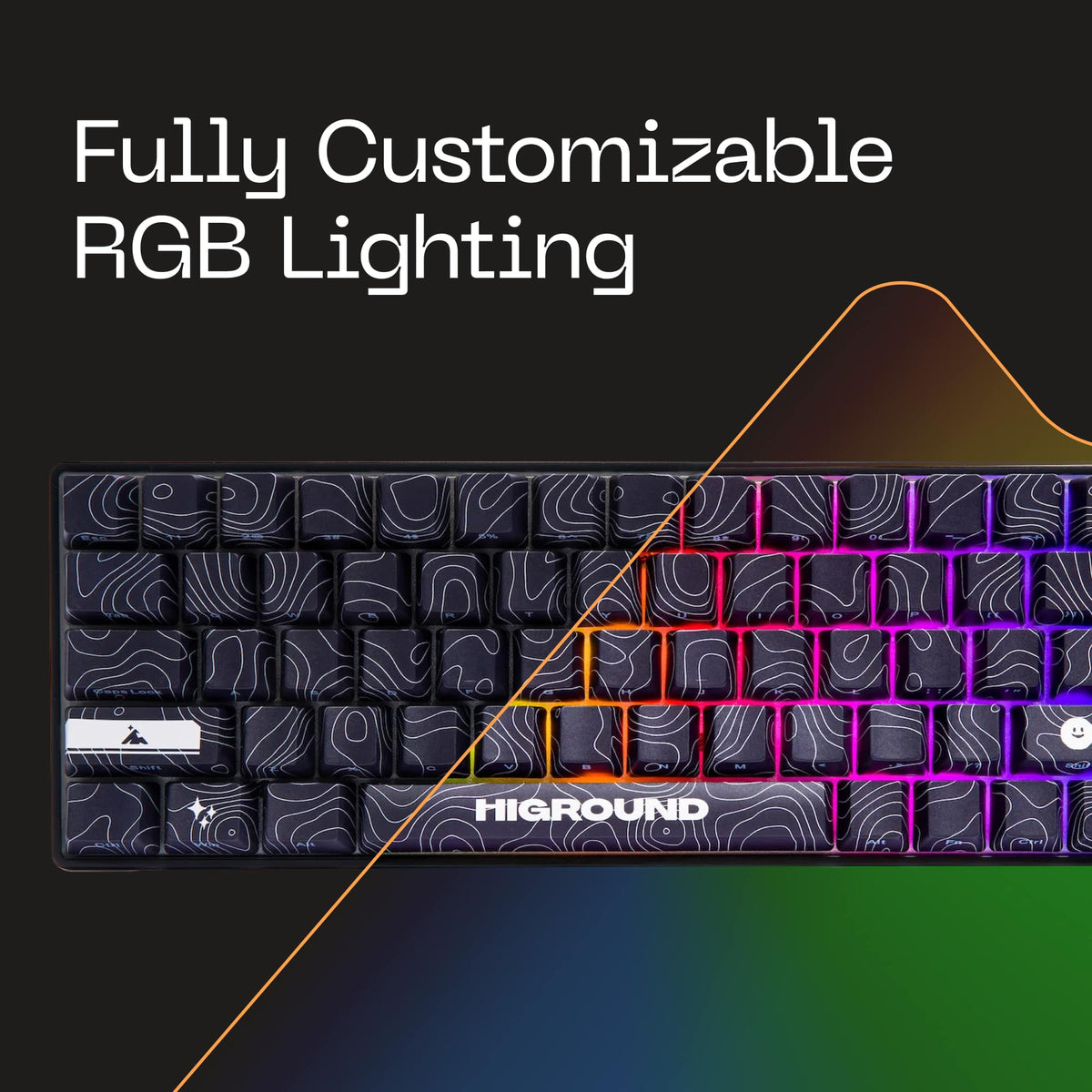 Higround - Basecamp 65 65% Wired Mechanical Lubed White Flame Linear Switch Gaming Keyboard with RGB Backlighting - Black Ice