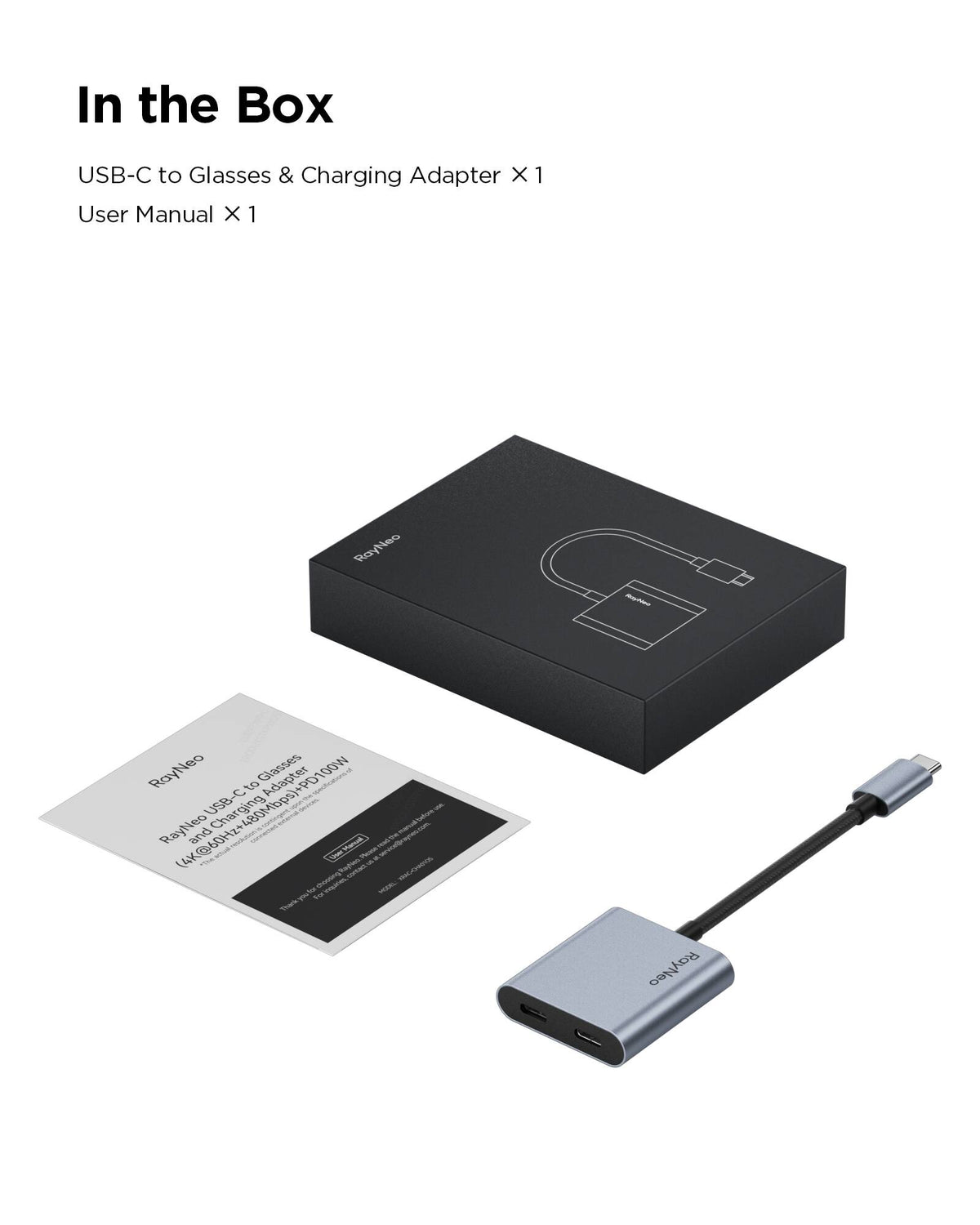 RayNeo - USB to Glasses and Charging Adapter - Black