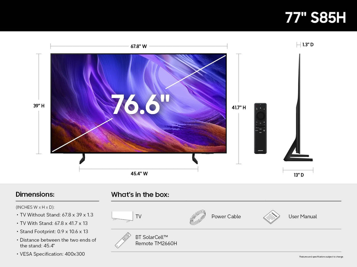 Samsung - 77" Class S85H OLED 4K UHD SmartVision AI Smart Tizen TV (2026)