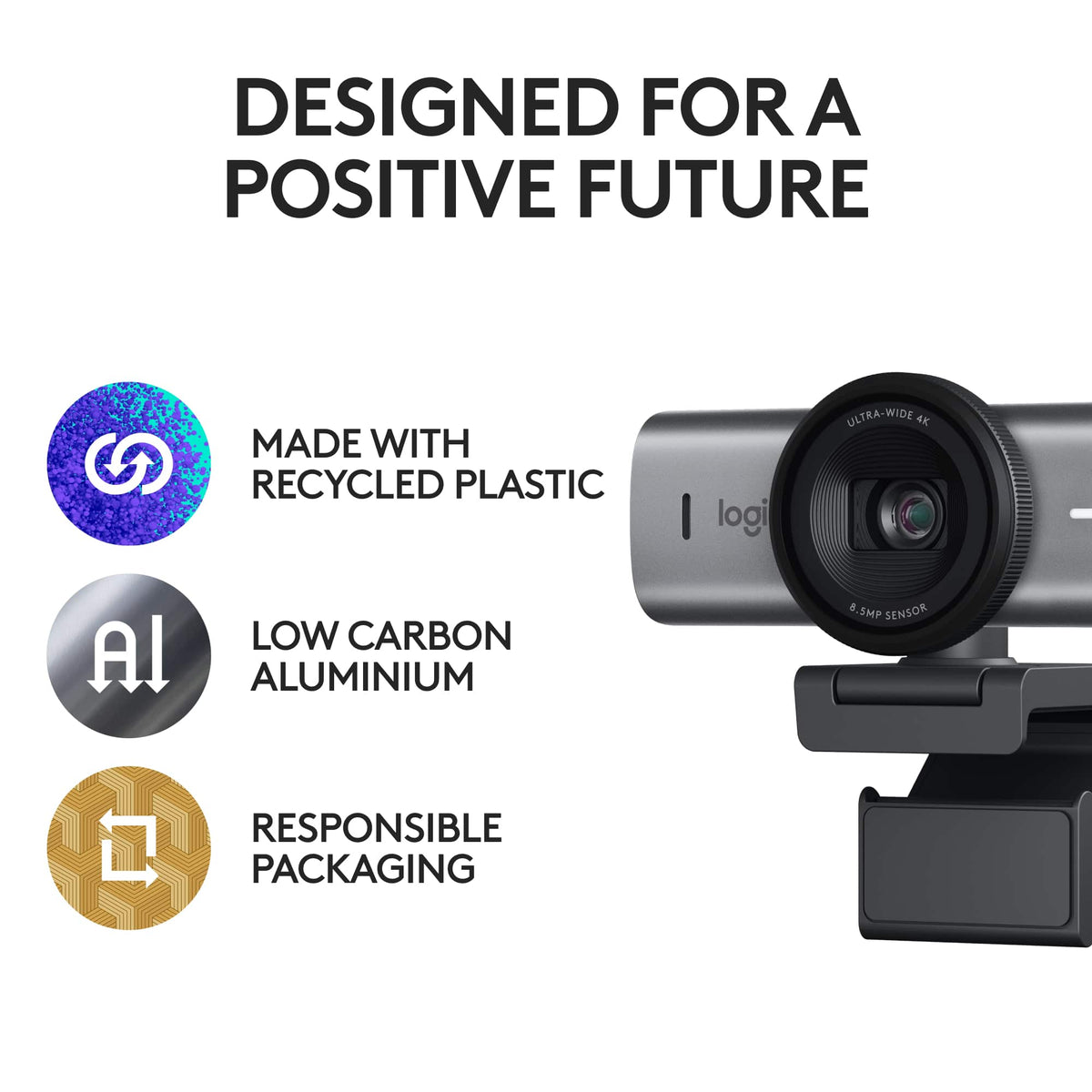 Logitech - MX Brio 705 4K Webcam with AI-powered Image Enhancement - Graphite