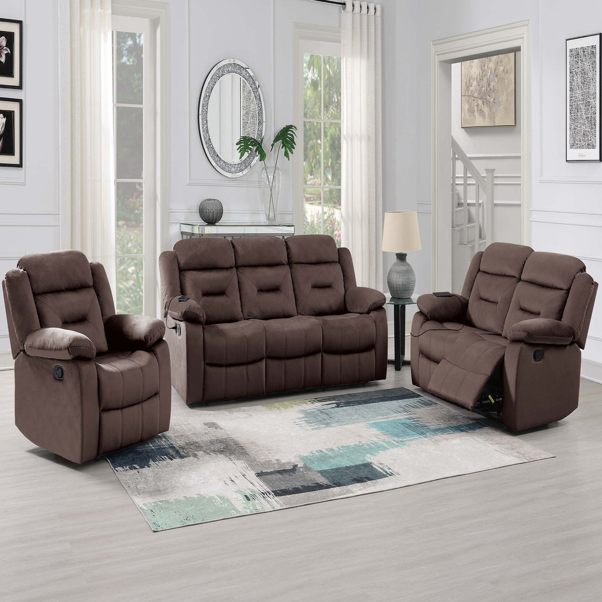 Juego de sala contemporáneo con brazos de almohada y soporte para la cabeza