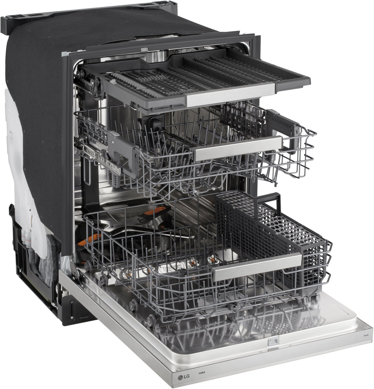 LG - FlushFit 24-in Top Control Smart Built-In Stainless Steel Tub Dishwasher with 3rd Rack, 1 Hour Wash and Dry, 42dBA - Stainless Steel