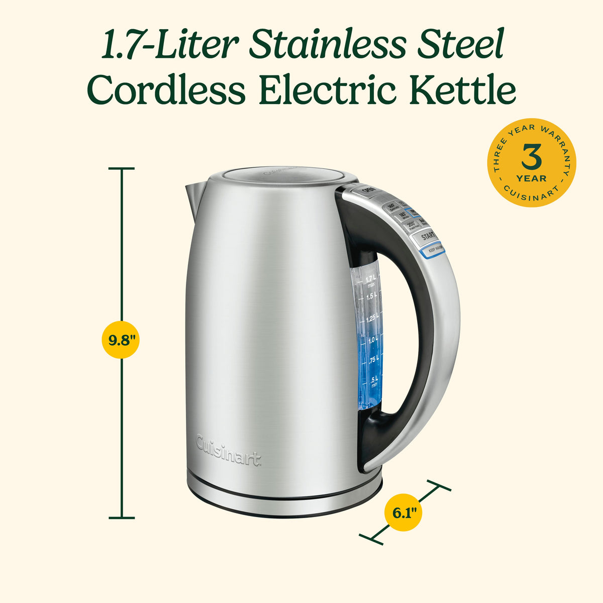 Cuisinart - PerfecTemp Cordless Electric Kettle - Silver