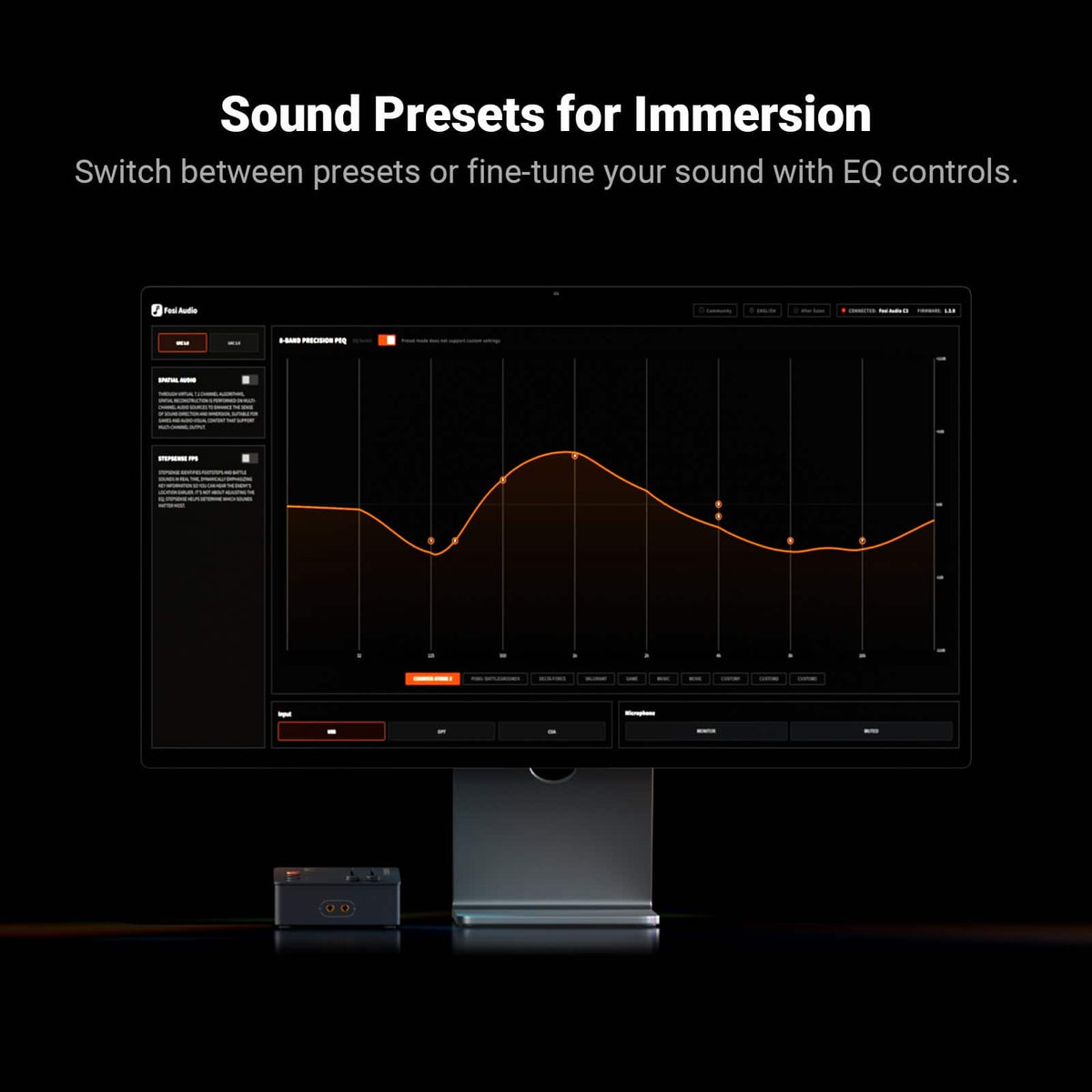 Fosi Audio - C3 Gaming USB Audio Interface - Black