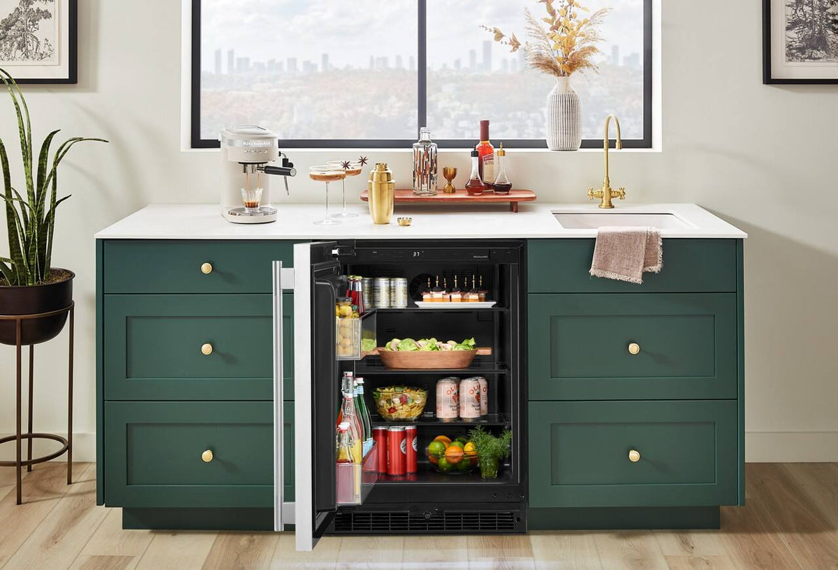 KitchenAid - 5.0 Cu. Ft. Undercounter Refrigerator - Black Cabinet/Stainless Steel Doors