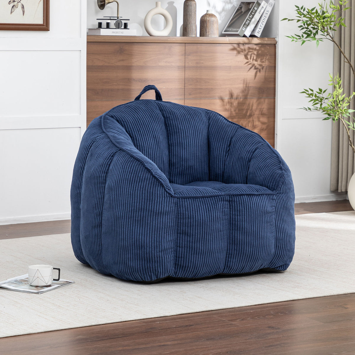 Sofá tipo puf gigante para sala de estar - Azul oscuro