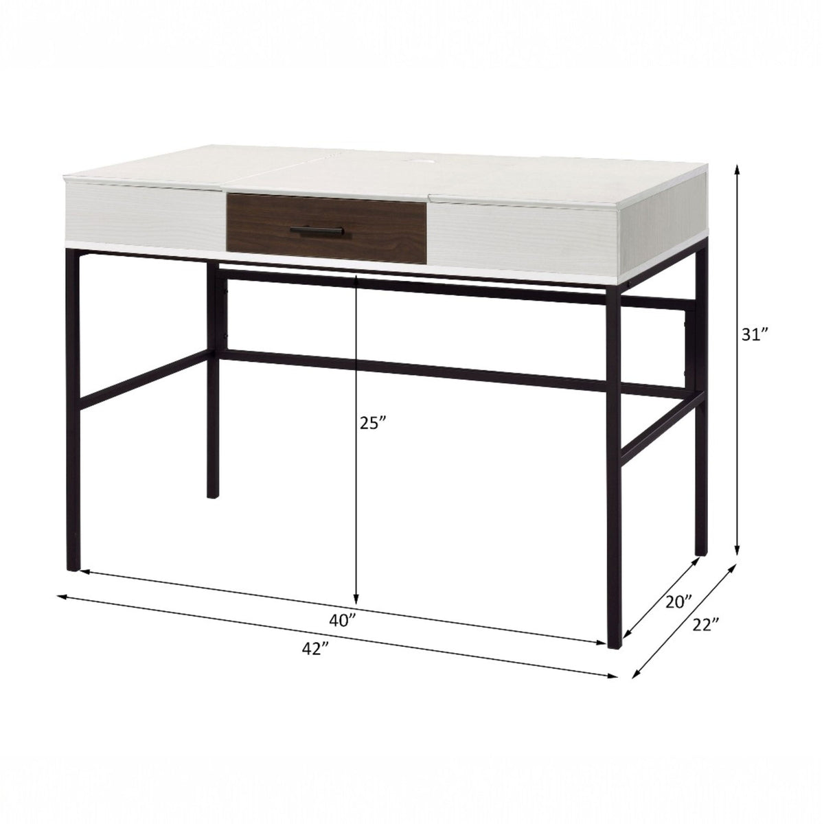 Verster - Escritorio con USB - Negro / Natural
