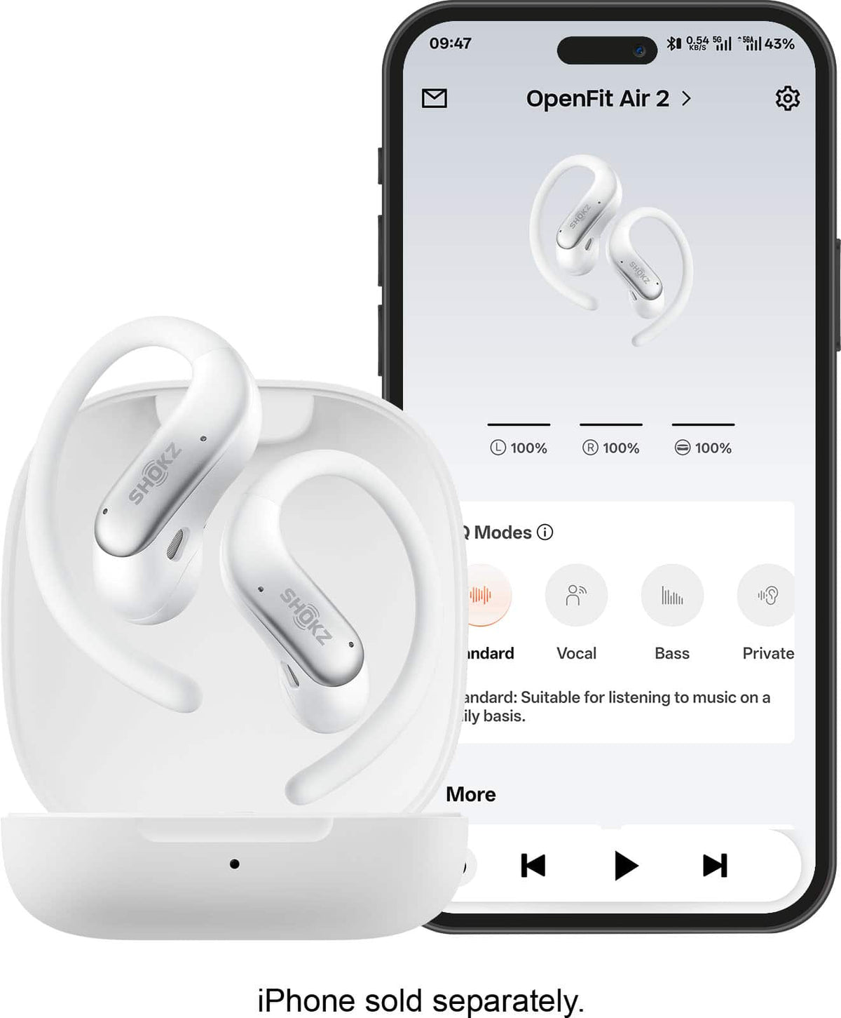 Shokz - OpenFit Air 2 Open-Ear True Wireless Bluetooth Earbuds - White