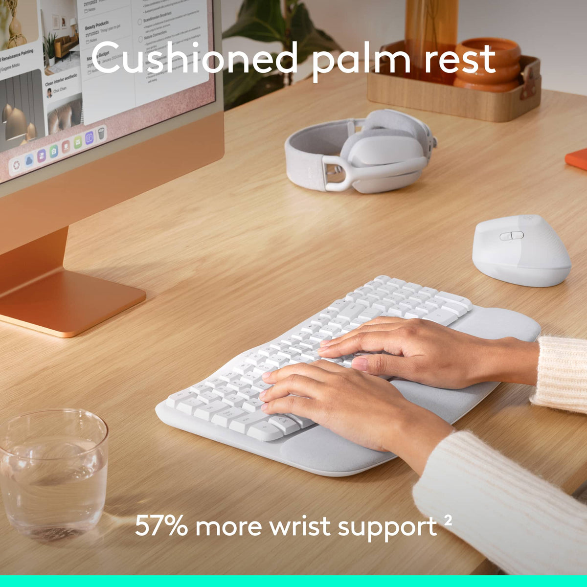 Logitech - Wave Keys for Mac and Lift Vertical for Mac Wireless Ergonomic Keyboard and Mouse Bundle for macOS/iPadOS - Off-White