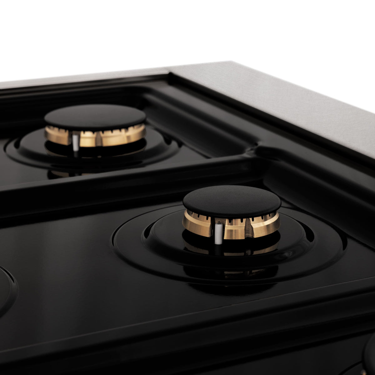 30 in. Wide 4 Burner ZLINE Autograph Legacy Dual Fuel Range in Satin Steel & Gold Accents (RASZ-SN-30-G) - Stainless Steel
