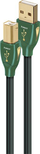 AudioQuest - Forest USB-A > B 4.9' Digital High-Definition Audio Cable with USB-A to USB-B Connectors - Black with Green Stripes