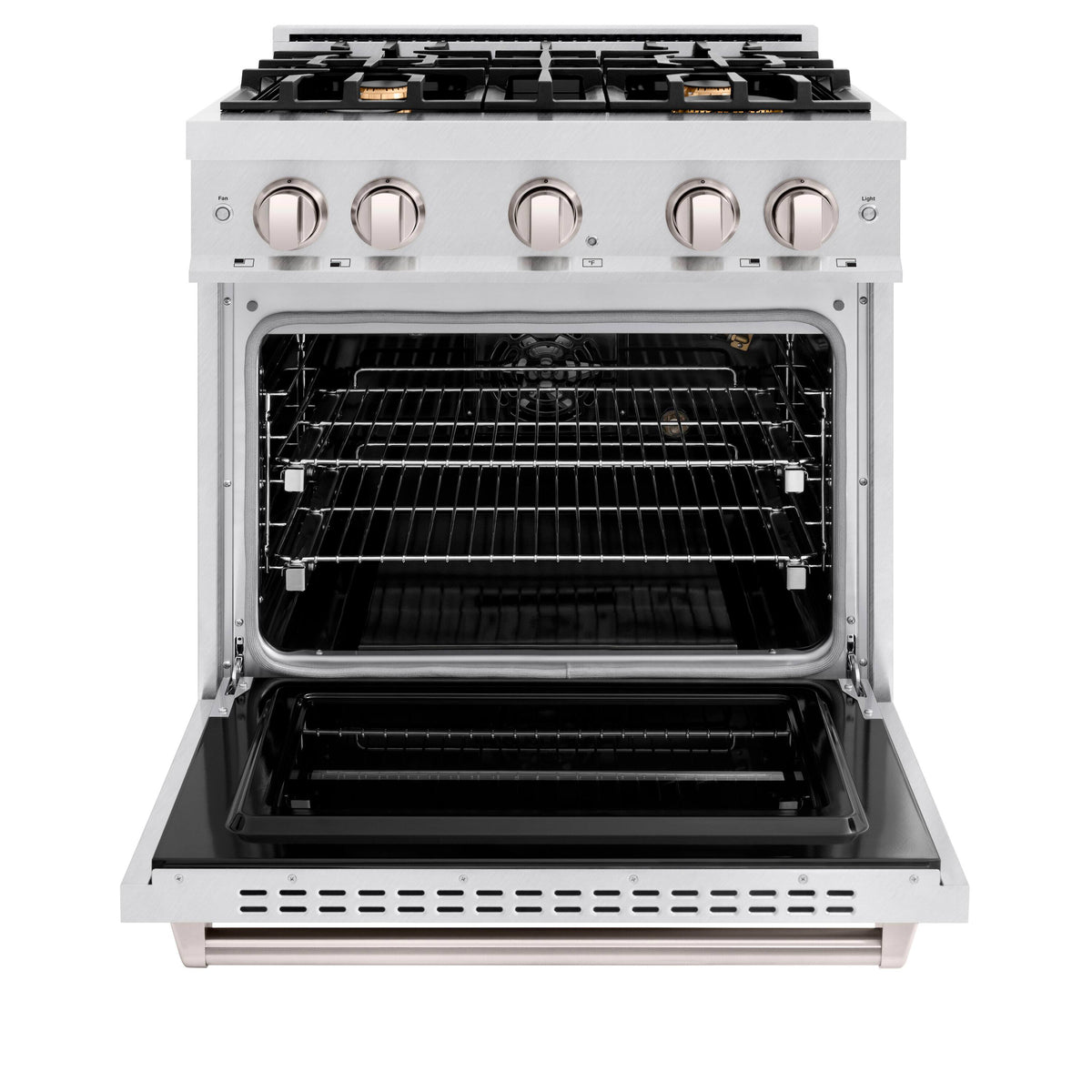 30 in. Wide 4 Burner ZLINE Classic Satin Steel Stainless Gas Range w/ Convection Oven (CGRS-BR-30) - Stainless Steel