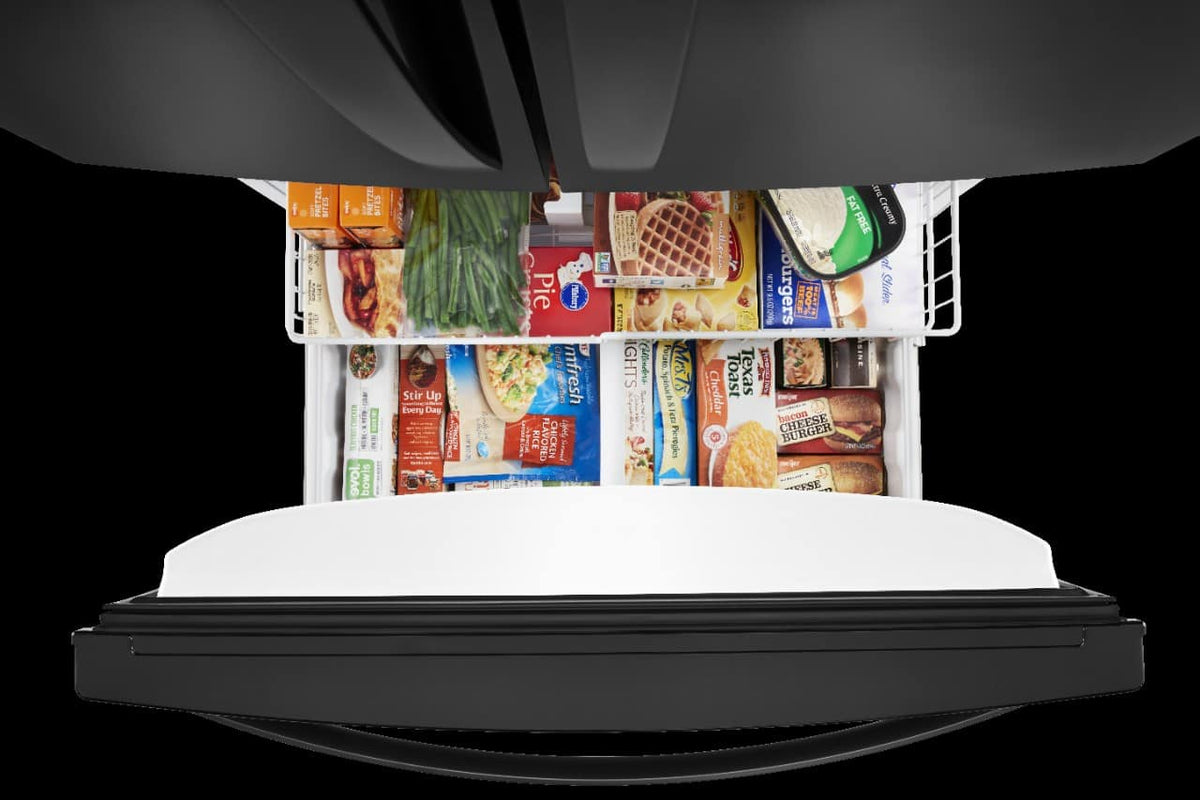 Whirlpool - 33 in. Wide 22 cu. ft. French Door Refrigerator with Humidity-Controlled Crispers - Black