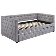 Cross - Upholstered Twin Daybed With Trundle - Gray