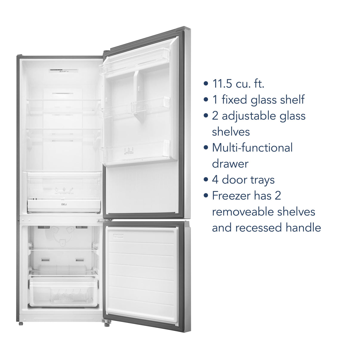 Insignia™ - 24 in. Wide 11.5 Cu. Ft. Bottom Mount Refrigerator with ENERGY STAR Certification - Stainless Steel