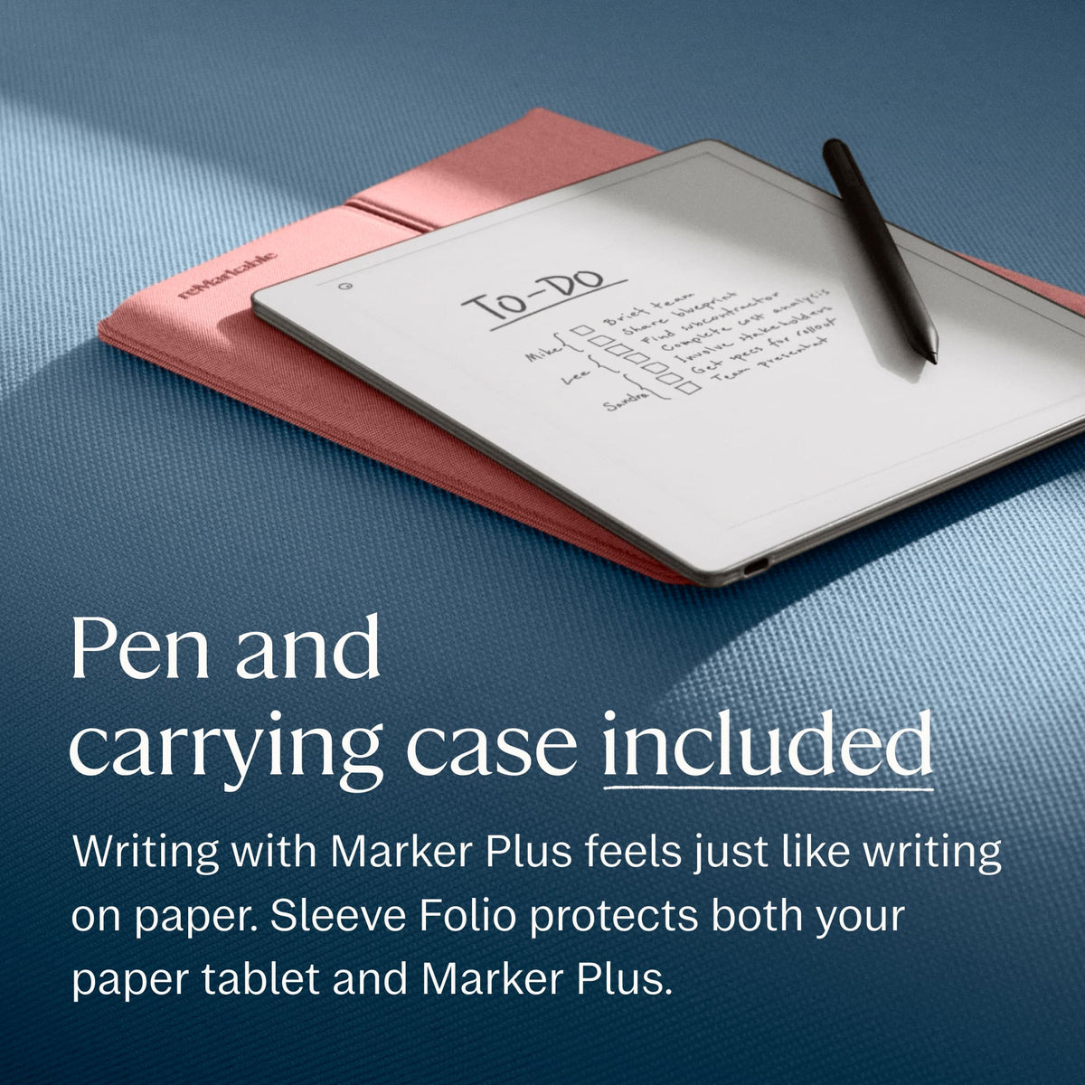 reMarkable - Paper Pure – 10.3” Paper Tablet Bundle with Marker Plus and Sleeve Folio - Desert Pink