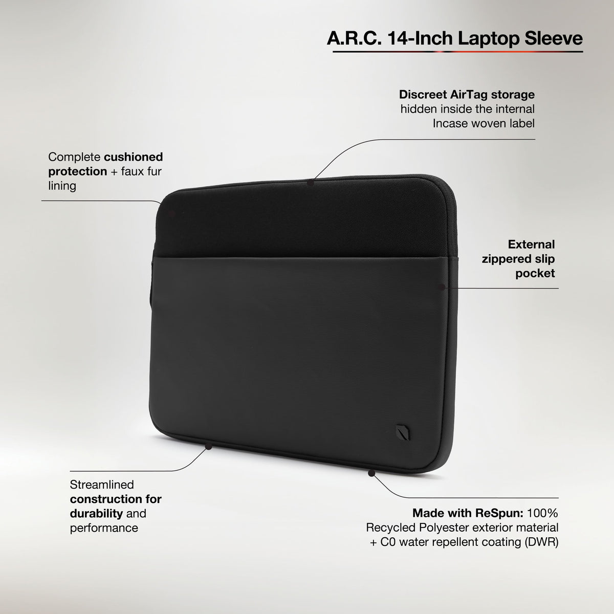 Incase - A.R.C. Sleeve for 14" Laptop - Black