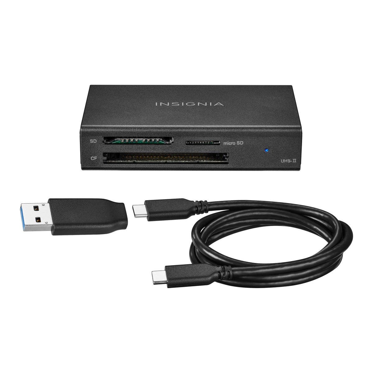 Insignia™ - USB-C to SD, microSD and CompactFlash Memory Card Reader - Black