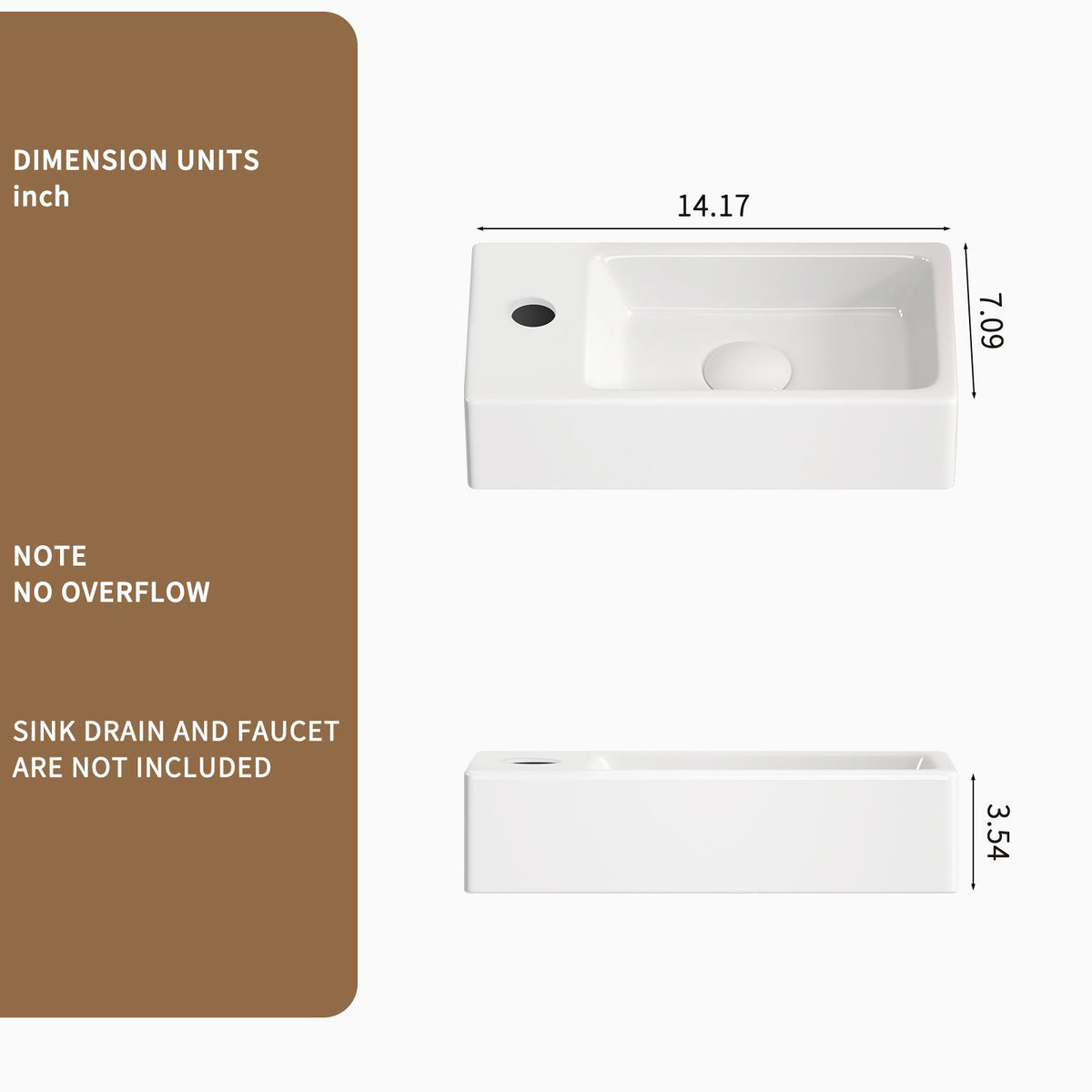 Lavabo de pared con grifo y desagüe