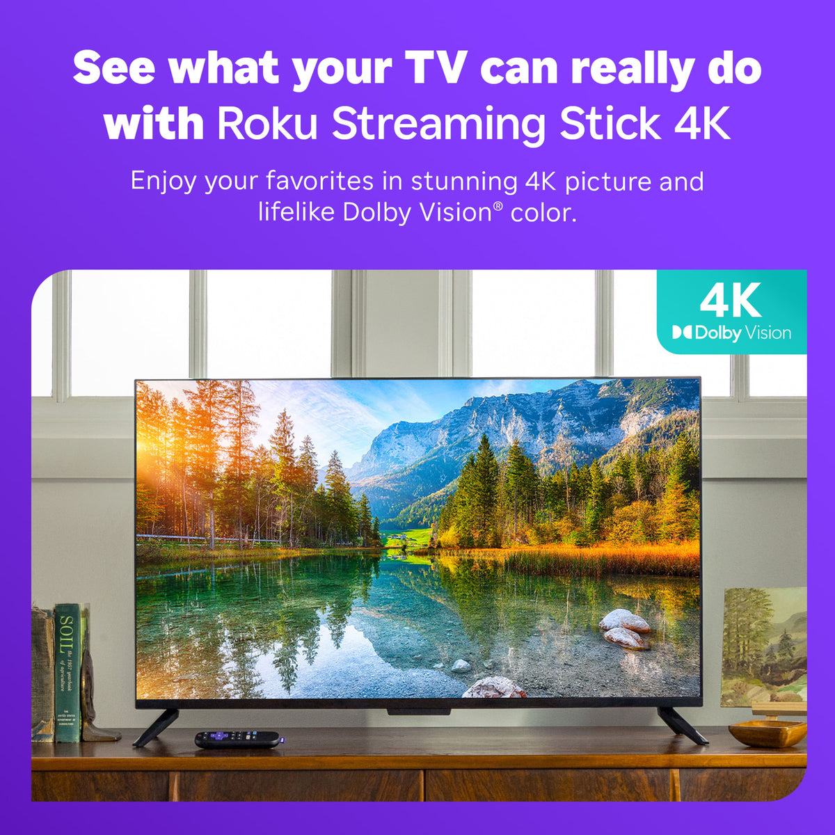 Roku - Streaming Stick 4K - HDR & Dolby Vision Streaming Device for TV with Voice Remote & Long-Range Wi-Fi - Black