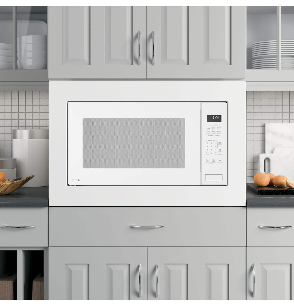 GE Profile - 2.2 Cu. Ft. Built-In Microwave with Sensor Cooking and Glass Touch Controls - White