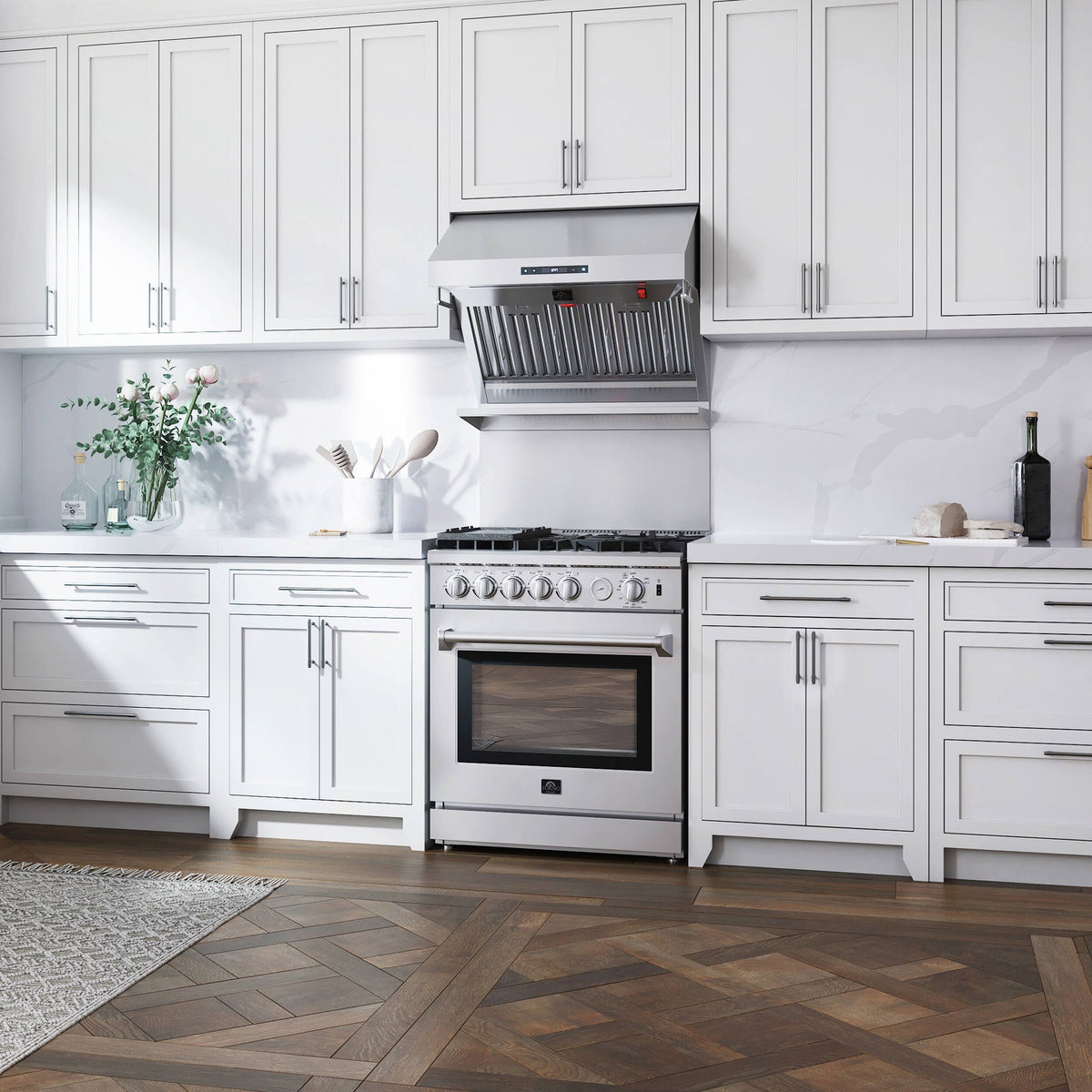 Forno Appliances - 30 inches - Externally Vented - Wall Range Hood - Silver