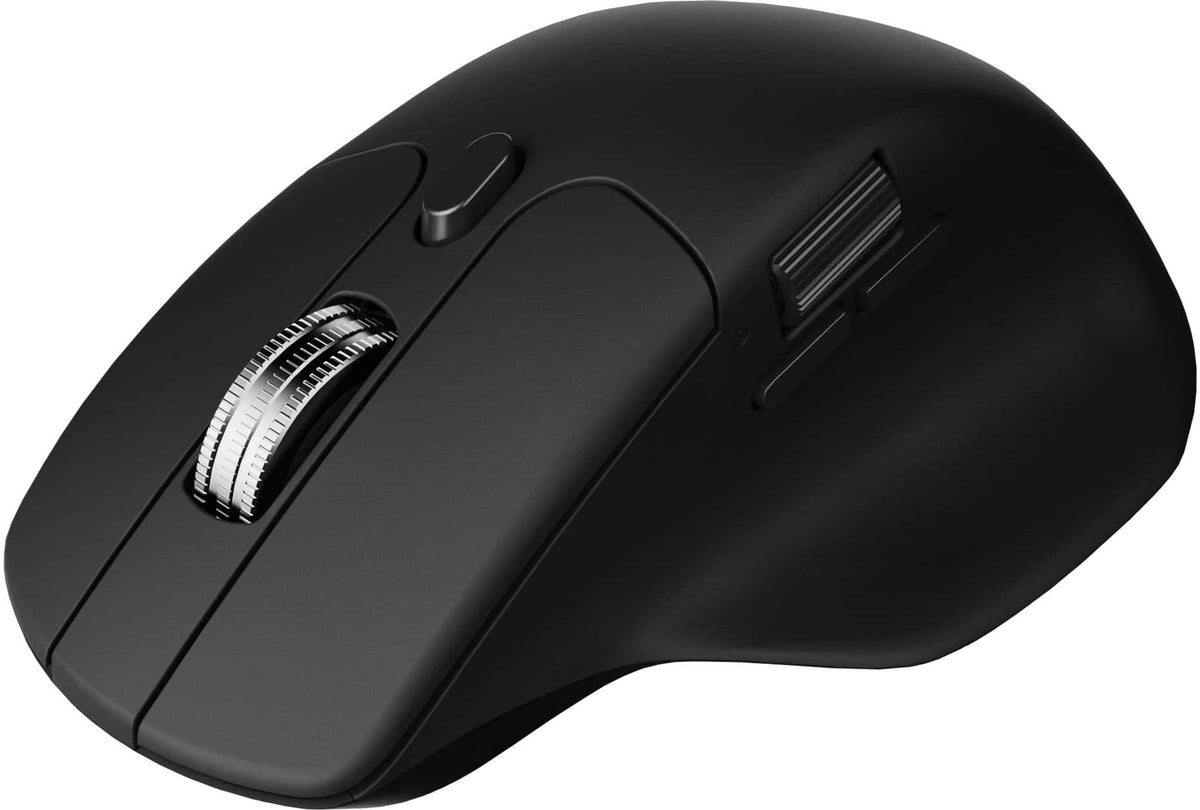 Keychron - M6 Ergonomic Wired & Wireless Laser Mouse w/ Macro Button & Fast-Scrolling Metal Wheel, For Windows PC & Mac - Wired - Black
