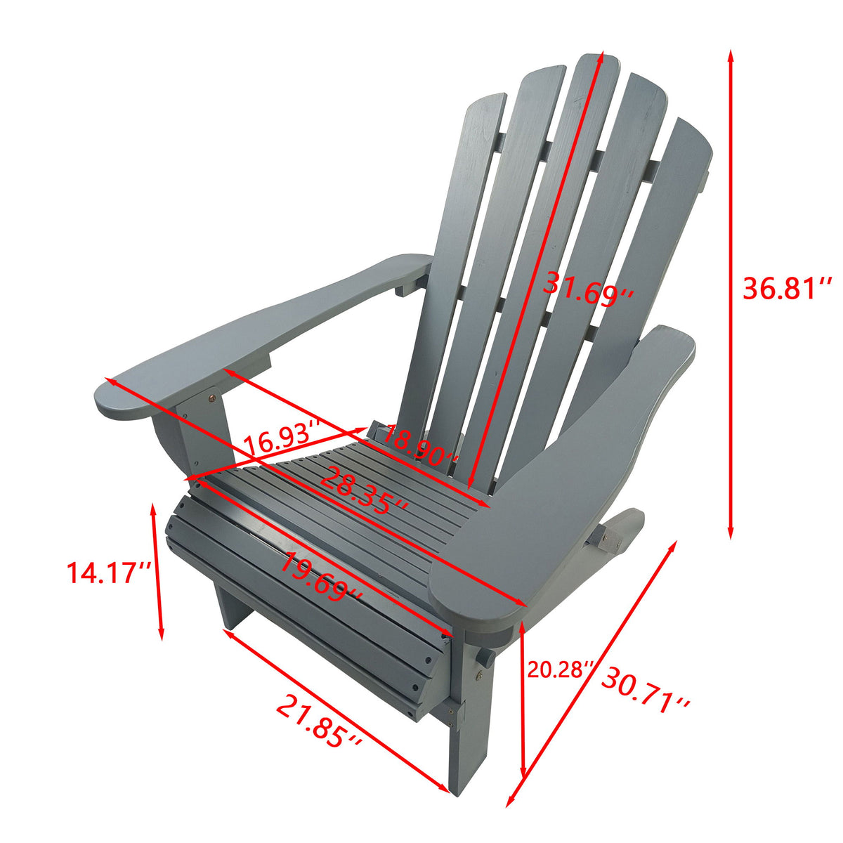Silla Adirondack para exterior o interior - Nogal