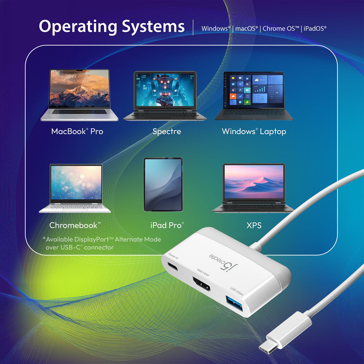 j5create - USB-C to HDMI & USB with Power Delivery - White