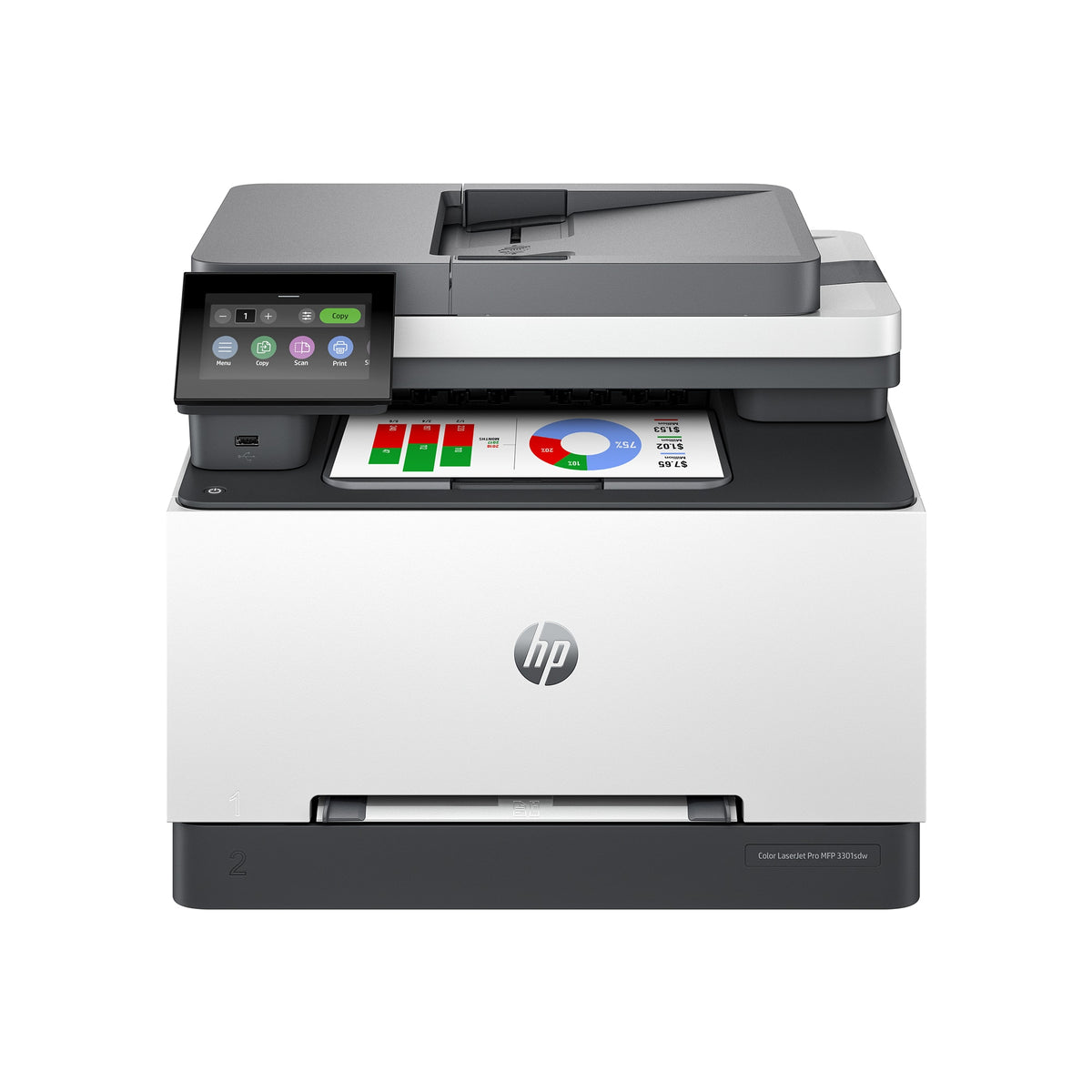 HP - LaserJet Pro MFP 3301sdw Wireless AI-Enabled Color All-in-One Laser Printer - White