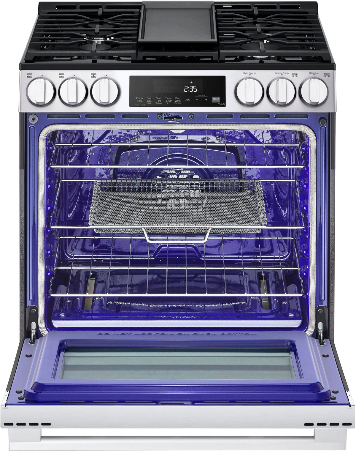 LG - 30-in Wide 5.8 Cu. Ft. Slide-In Gas True Convection Smart Range with 5 Burners, Air Fry and UltraHeat 20K Burner - Stainless Steel