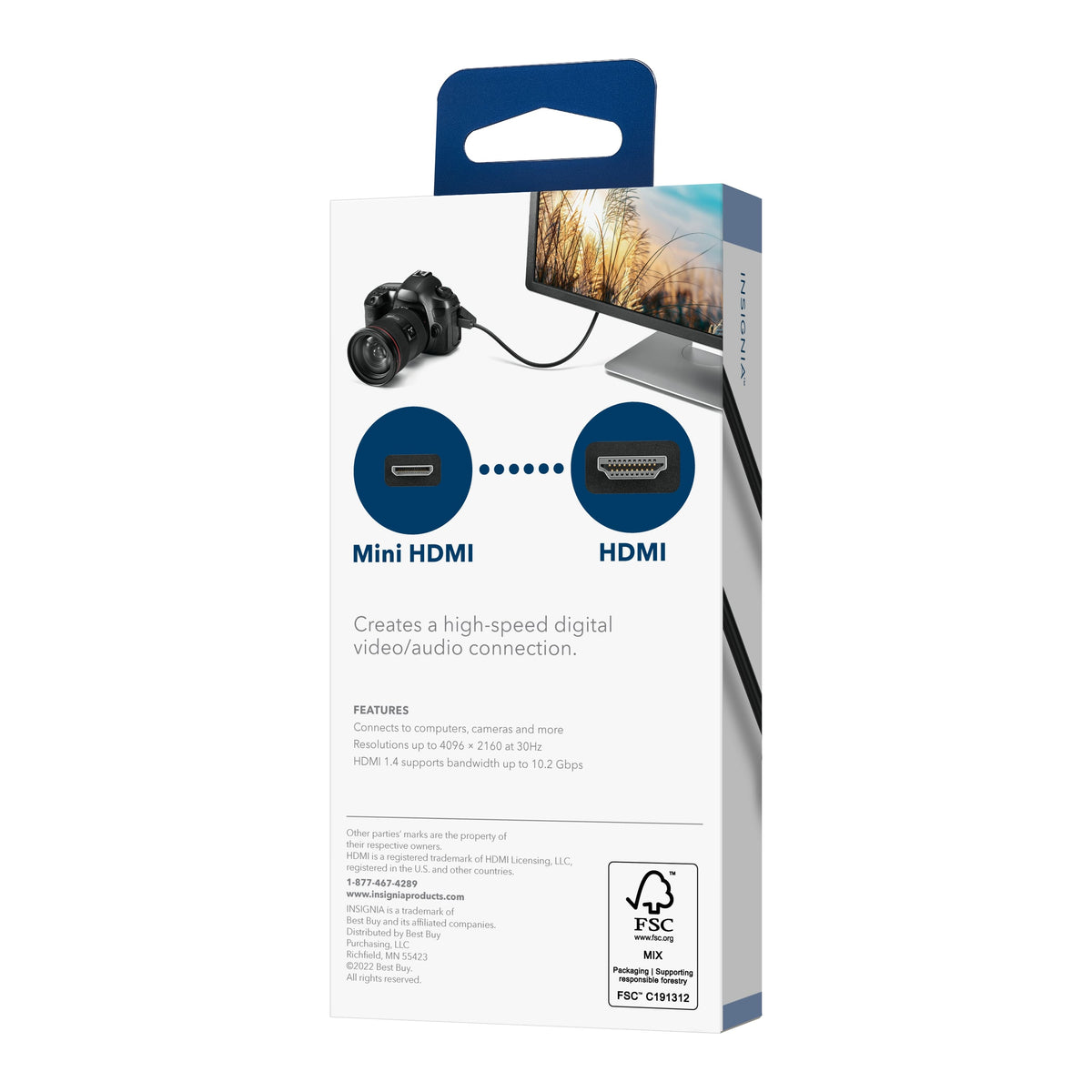 Insignia™ - 4' High-Speed HDMI-to-Mini HDMI Cable - Black