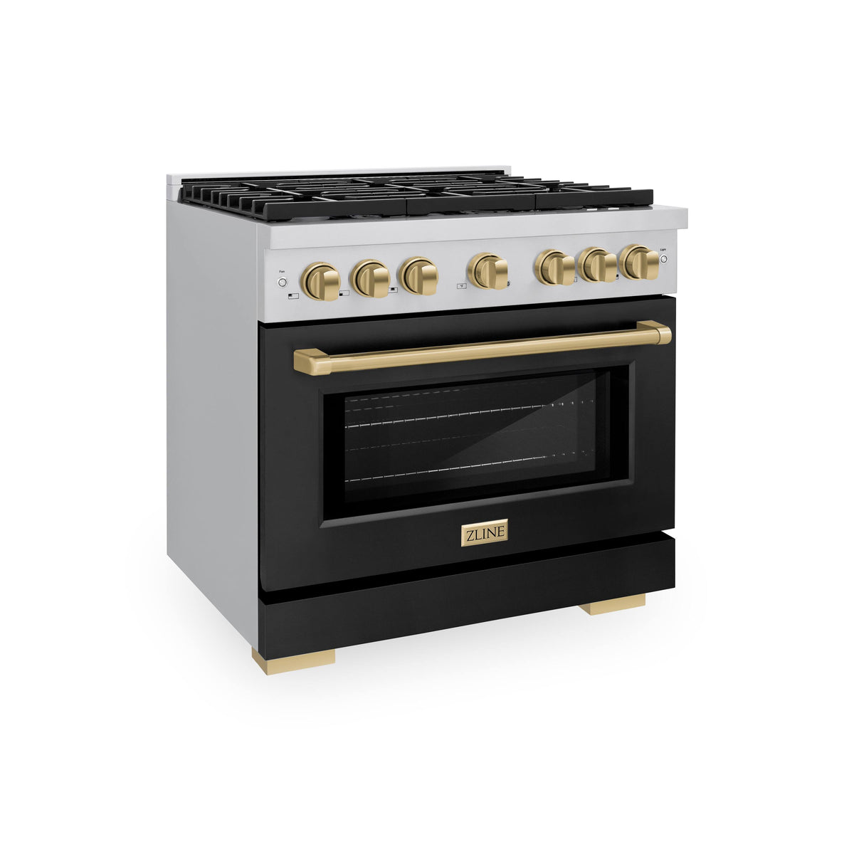 36 in. Wide 6 Burner ZLINE Autograph Paramount Dual Fuel Range and Bronze Accents (SDRZ-BLM-36-CB) - White