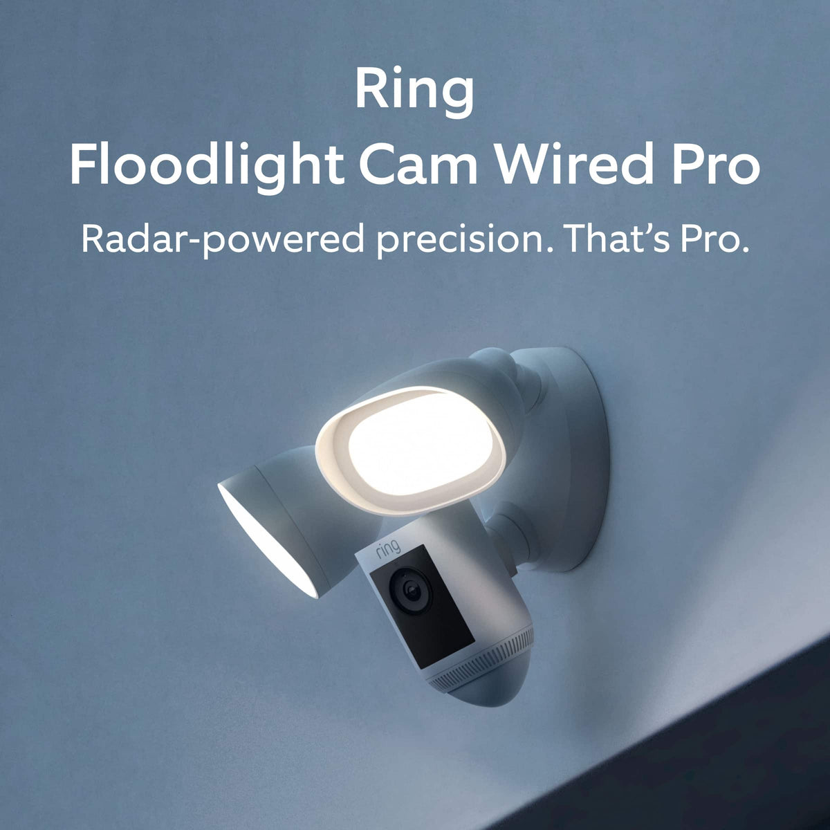 Ring - Floodlight Cam Pro with 2K Video and Ring-Vision, 2 LED Lights, Dual Band Wi-Fi, and 3D Motion Detection - White