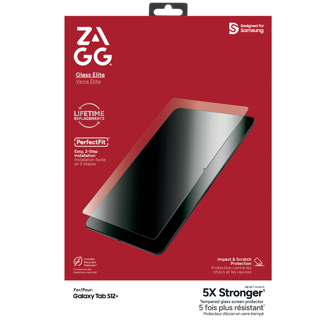 ZAGG - Tempered Glass Screen Elite Protector for Samsung Galaxy S12+ Tablet - Transparent