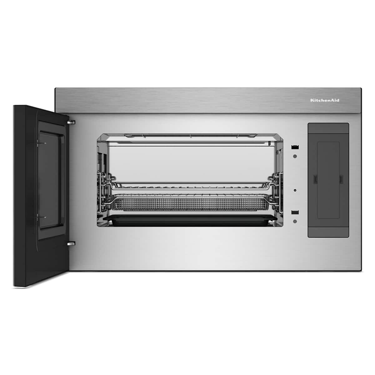 KitchenAid - 1.1 Cu. Ft. Convection Flush Built-In Over-the-Range Smart Microwave with Sensor Cooking and Air Fry Mode - Stainless Steel