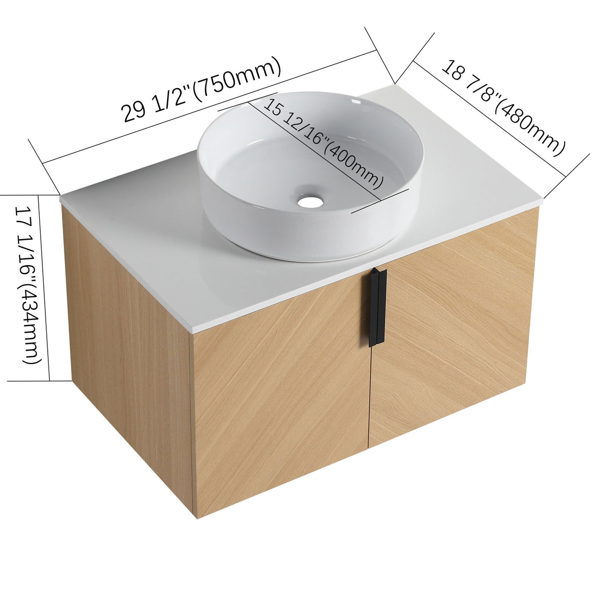 Lavabo de baño suspendido con fregadero artístico