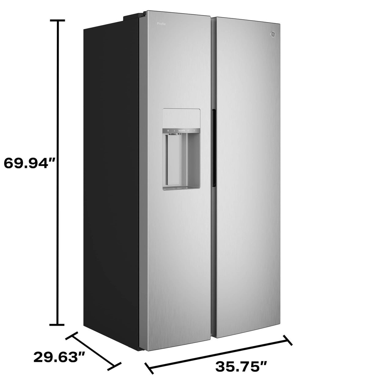GE Profile - 36 in. Wide 23.5 Cu. Ft. Counter-Depth Side-By-Side Smart Refrigerator with Hands-Free AutoFill - Stainless Steel