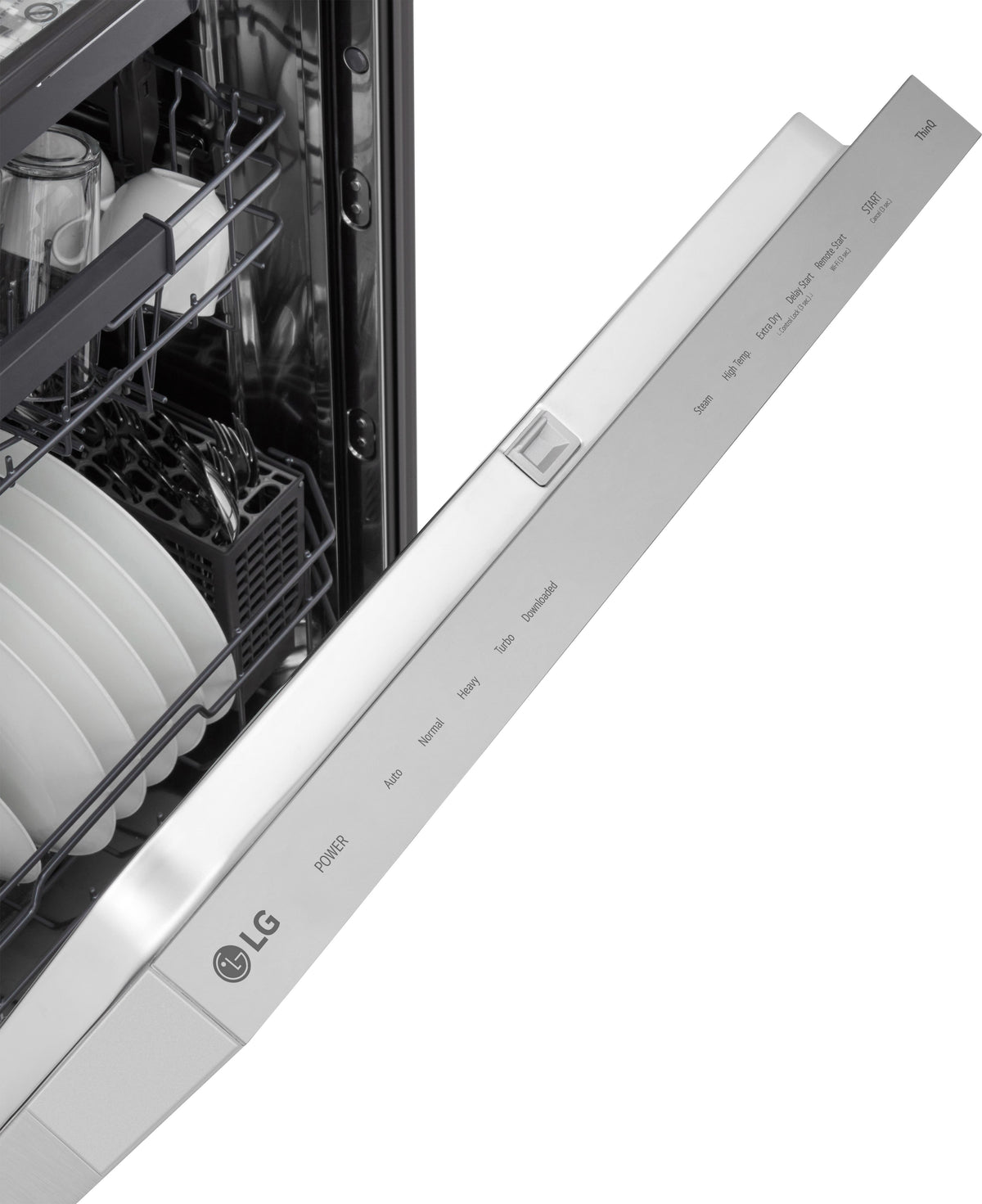 LG - FlushFit 24" Top Control Smart Built-In Stainless Steel Tub Dishwasher with 3rd Rack, AutoVent Dry and 46dBA - Stainless Steel