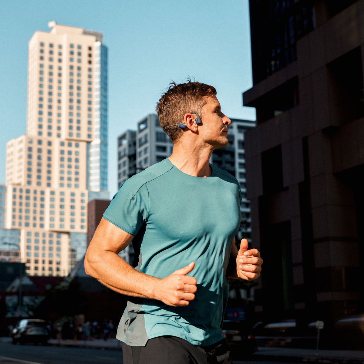 Shokz - OpenRun Pro 2 Mini Wireless Bone Conduction Open-Ear Bluetooth Sports Headphones - Steel Blue