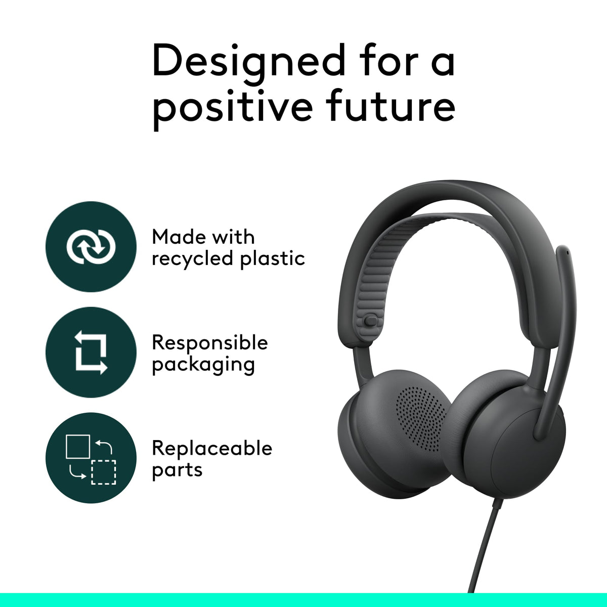 Logitech - Zone Wired 2 Noise-Canceling Headset for Business Microsoft Teams Certified USB C with USB A Adapter - Graphite
