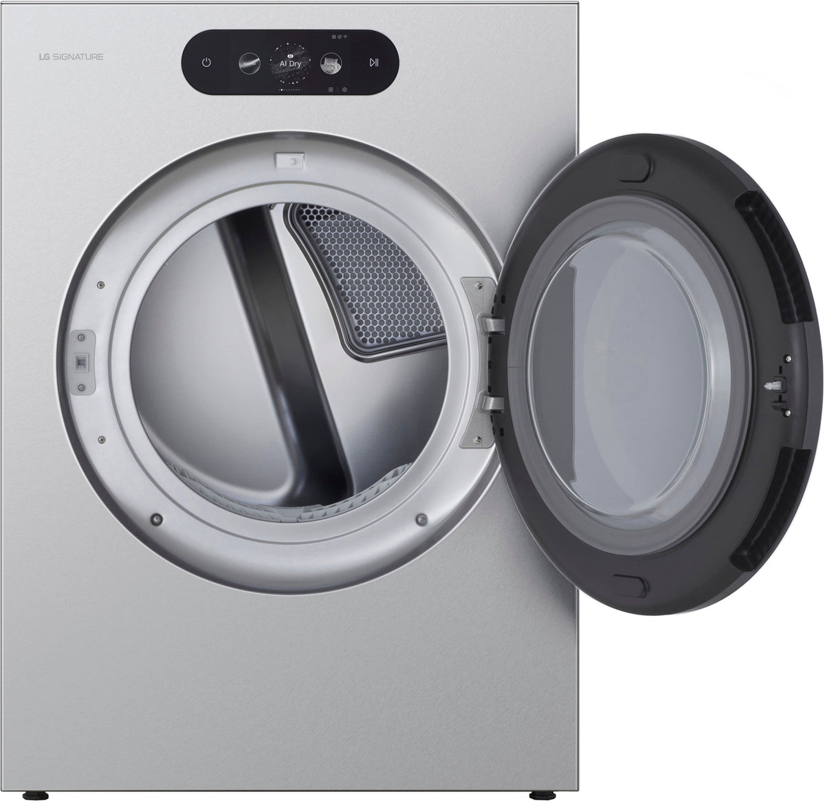 LG - SIGNATURE 9.0 Cu. Ft. Stackable Smart Electric Dryer with Steam and AI Sensor Dry - Brushed Platinum Steel