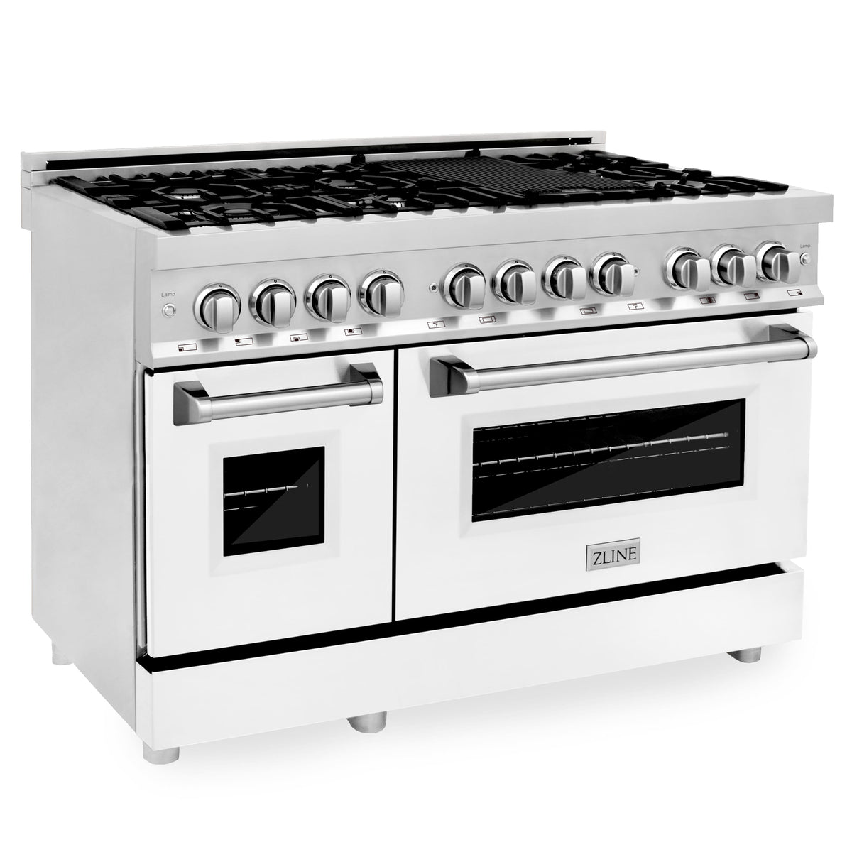 ZLINE - 48 in. Wide 7 Burner Legacy Dual Fuel Range 2 Ovens w/ White Matte Doors (RA-WM-48) - Matte White