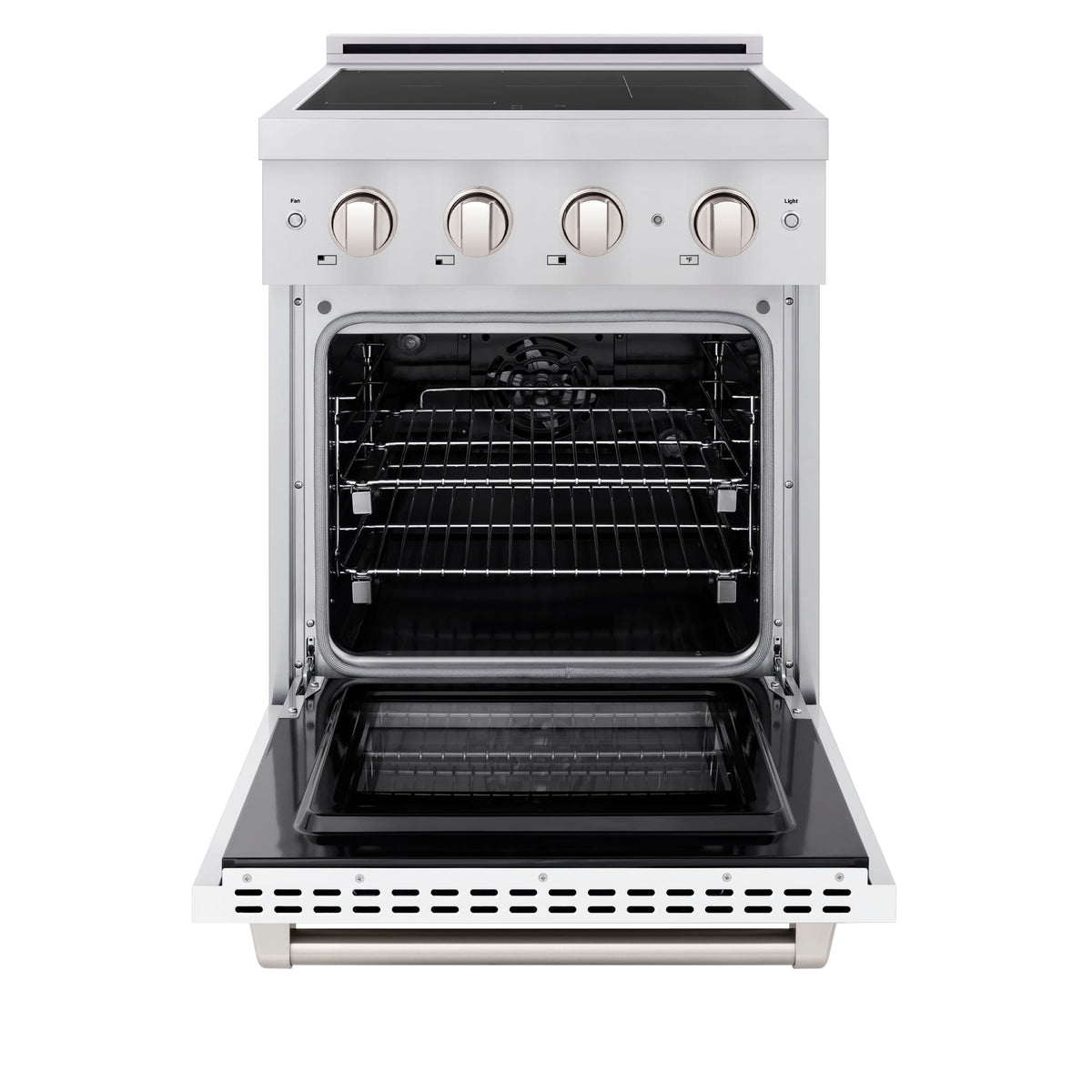 ZLINE - 24 in. Wide 3 Elements 3.2 cu. ft. Paramount Freestanding Induction Range with Electric Oven with Door - White Matte
