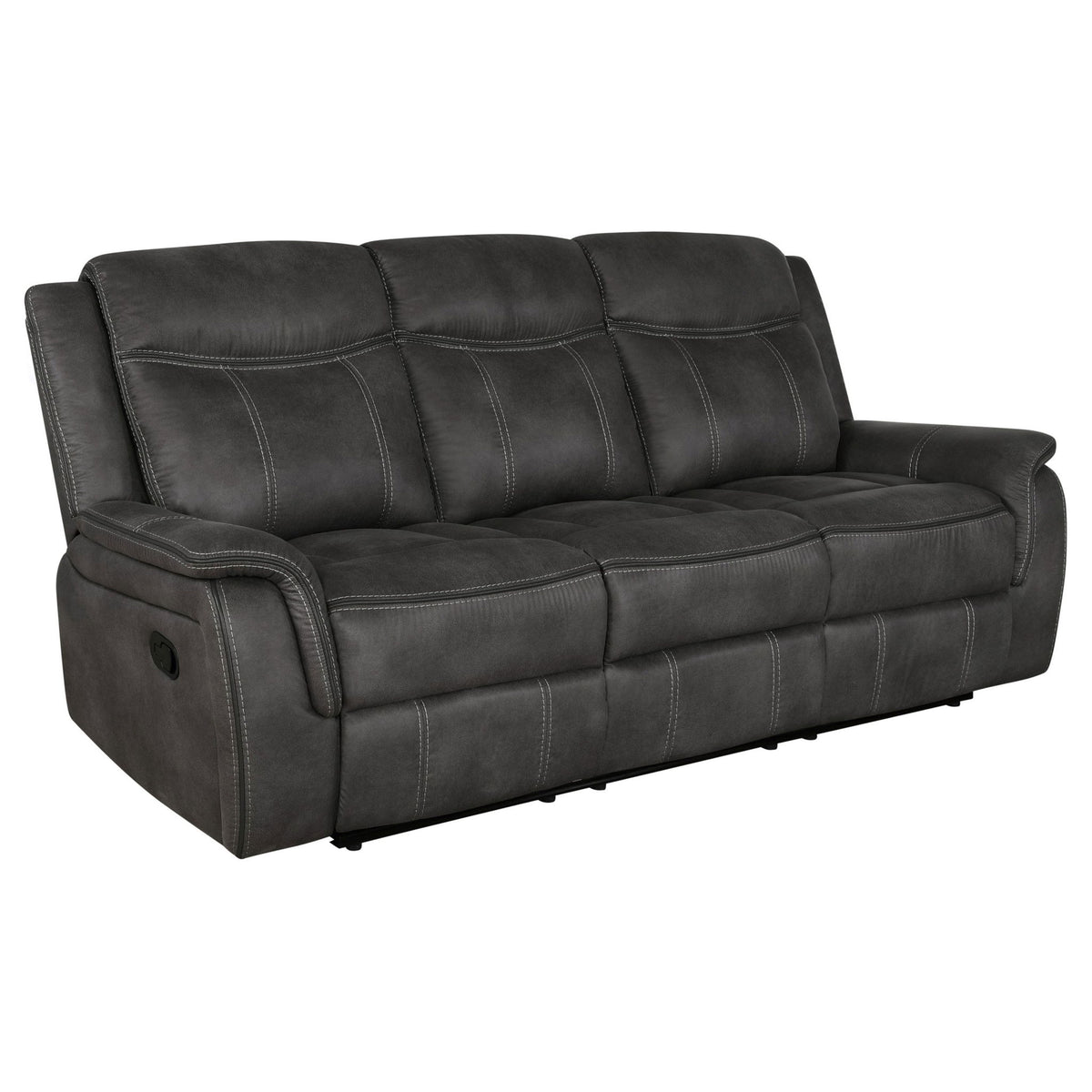 Franklin - Upholstered Padded Arm Reclining Sofa With Manual Recline - Charcoal
