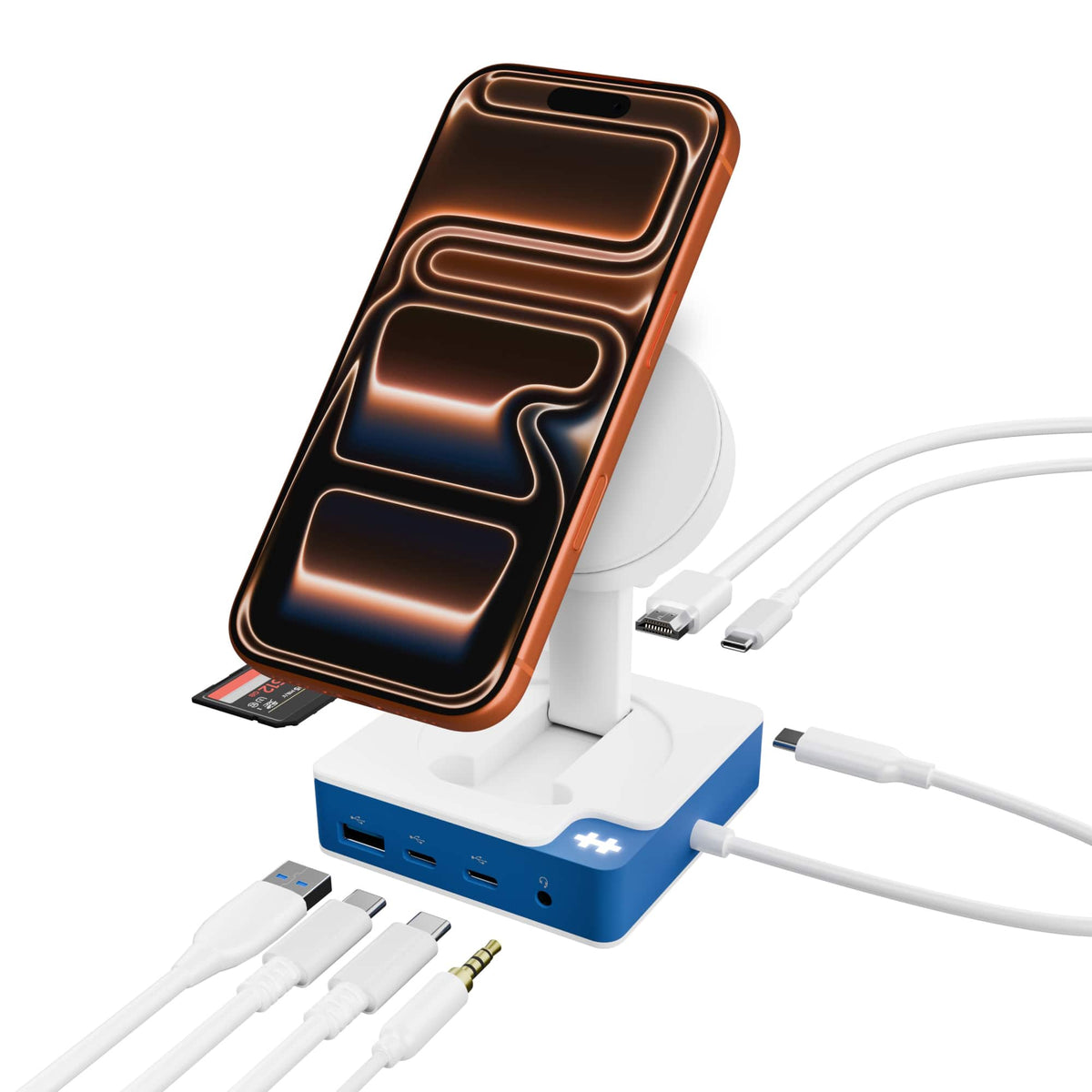 Hyper - HyperDrive Flex MagCharge 5 Port USB-C Hub with Phone Charger - Blue