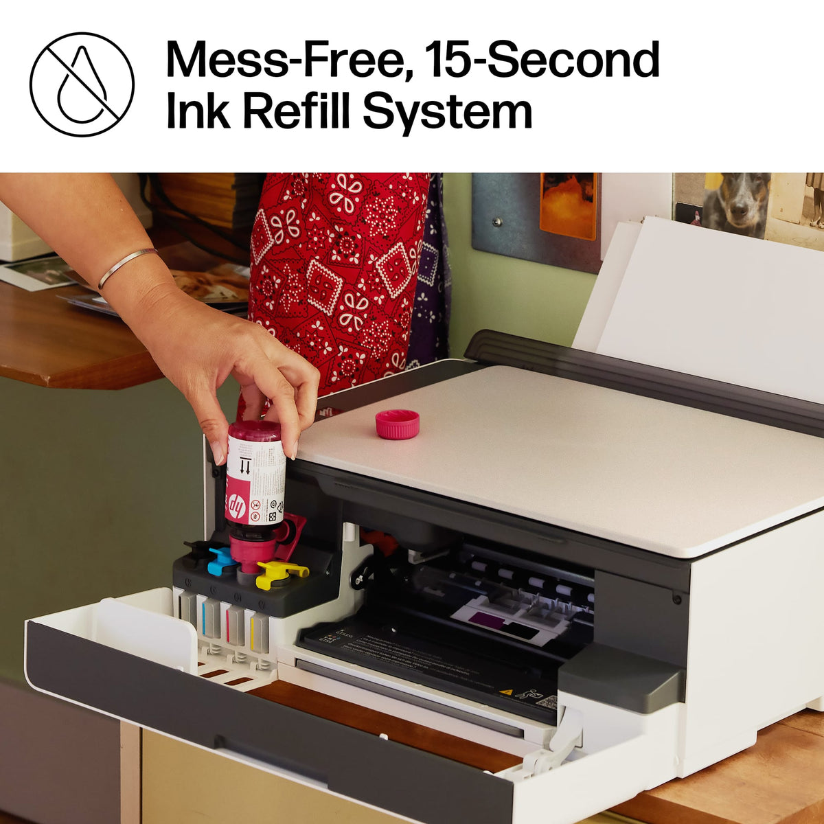 HP - Smart Tank 5103 Wireless AI-Enabled AiO Supertank Inkjet Printer w/ 3 Years of Ink¹ & 100 Sheets of Photo Paper - White